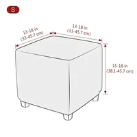 Square Elastic Ottoman Stool Cover Jacquard Stretch Footstool Slipcovers All-inclusive Dust Footrest Covers for Living Room Pouf 2