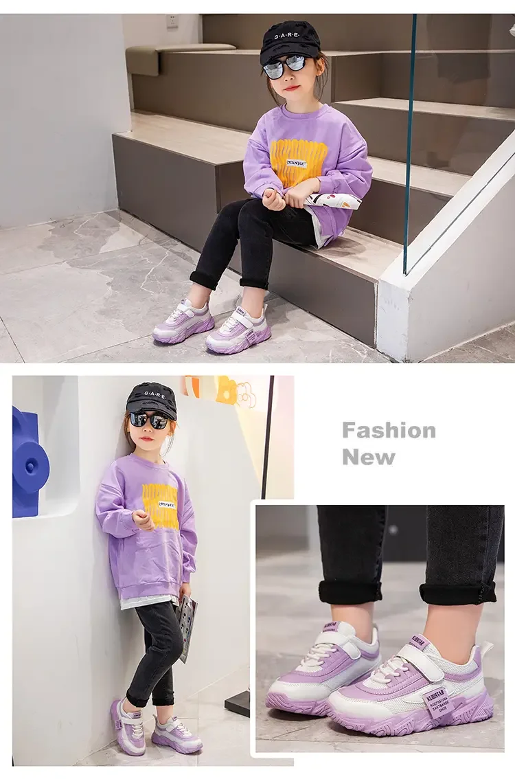 Size 26-37 New Kids Sneakers PU Girls Casual Mesh Hook & Loop Children Non-slip Sports Shoe Fashion Super Keep Warm Boots