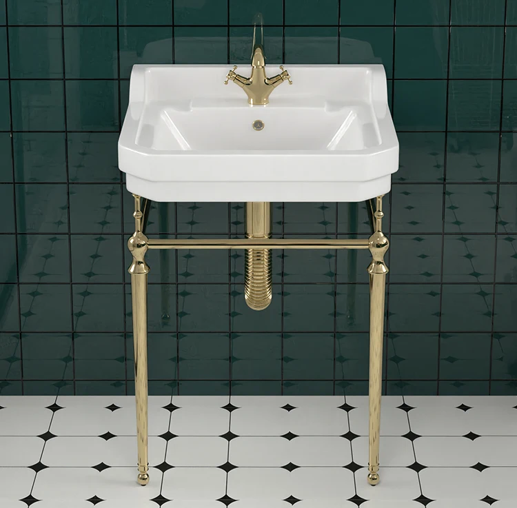 

Gold European Retro Wash up Sink Bracket Washbasin Toilet Floor Hand Washing Washstand