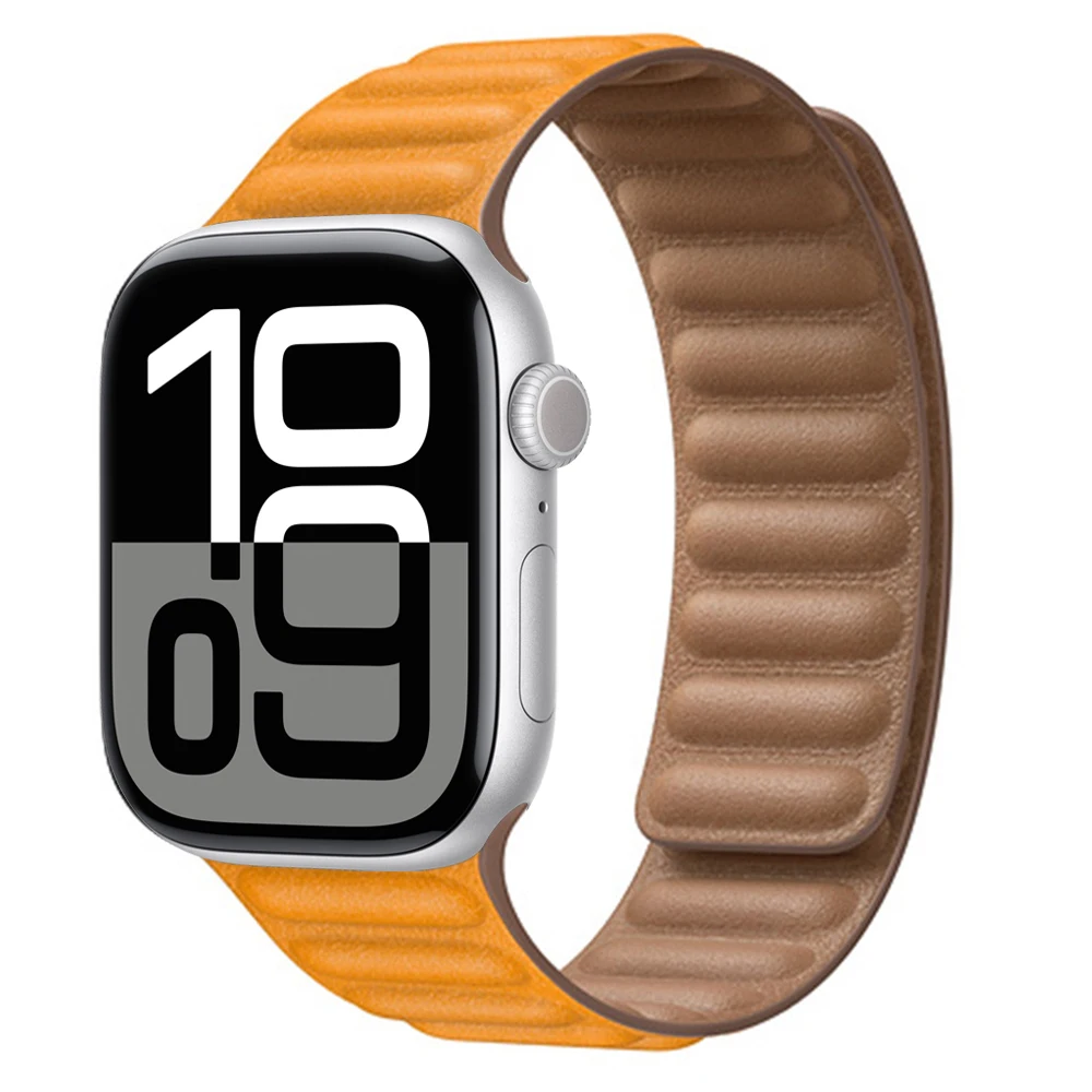 Premium Leather Magnetic Loop Watch Band Strap - Elegant Bracelet Design