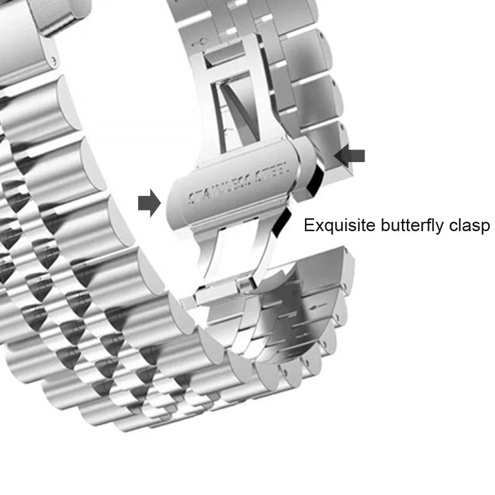 Premium Stainless Steel Watch Strap - 20mm/22mm Adjustable Metal Bracelet