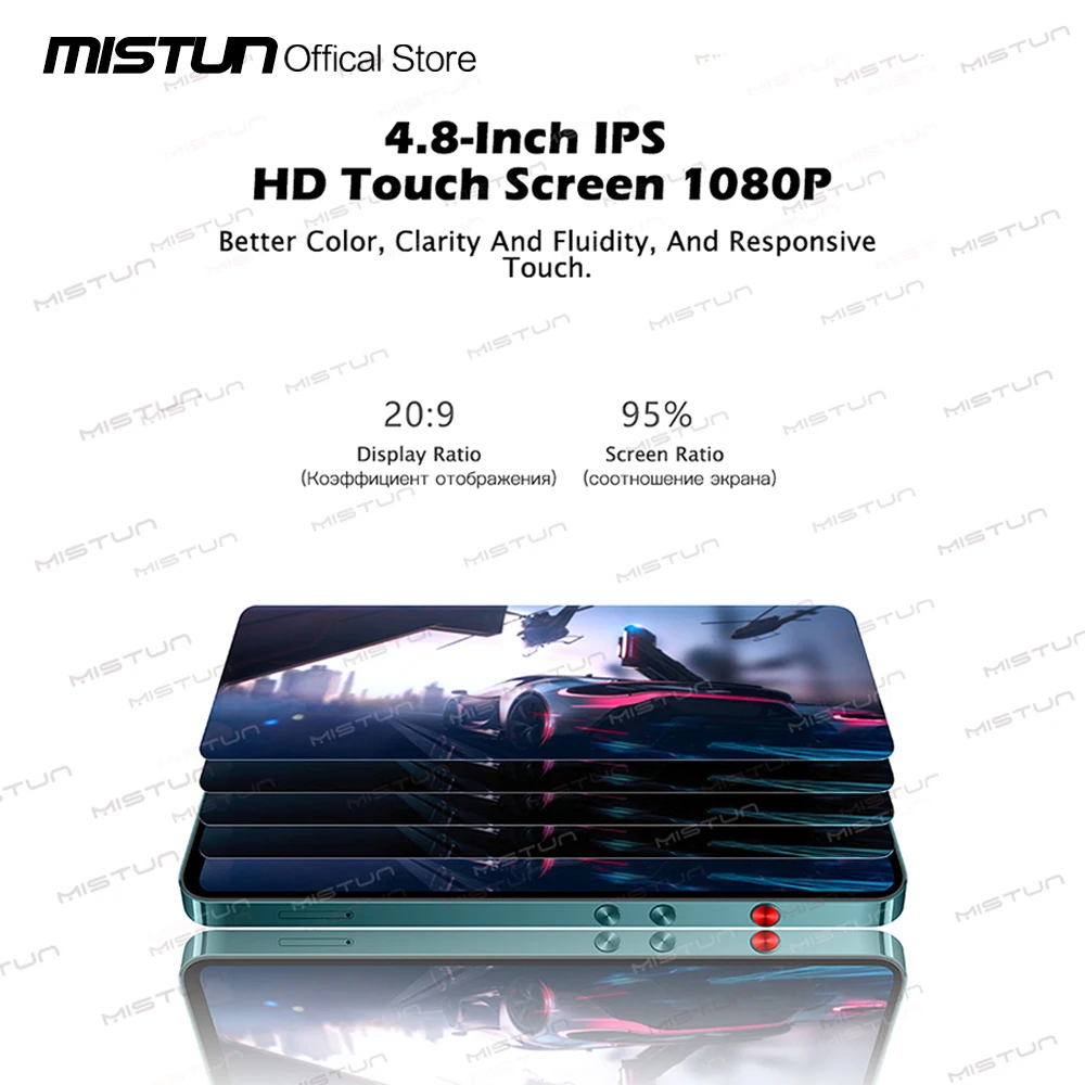 MP4 Music Player Portable WiFi Bluetooth 4.8&ldquo; HiFi Sound with Browser Google Service youtube Spotify Free APP