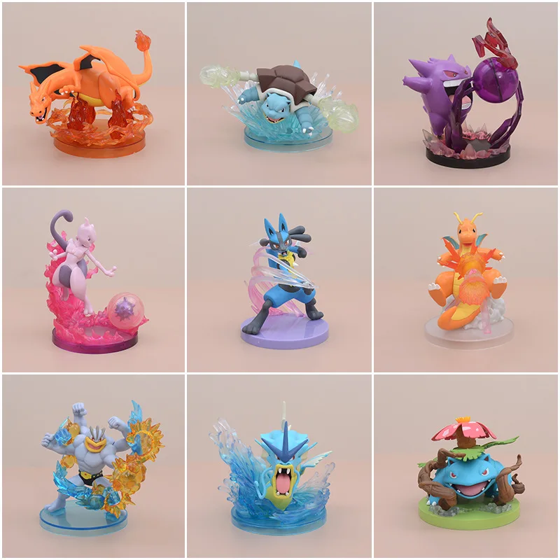 Pokemon Evolution Form Anime Figures Charizard Mewtwo Blastoise Gengar Statue Toys Dragonite Kawaii Ornament Dolls Gift