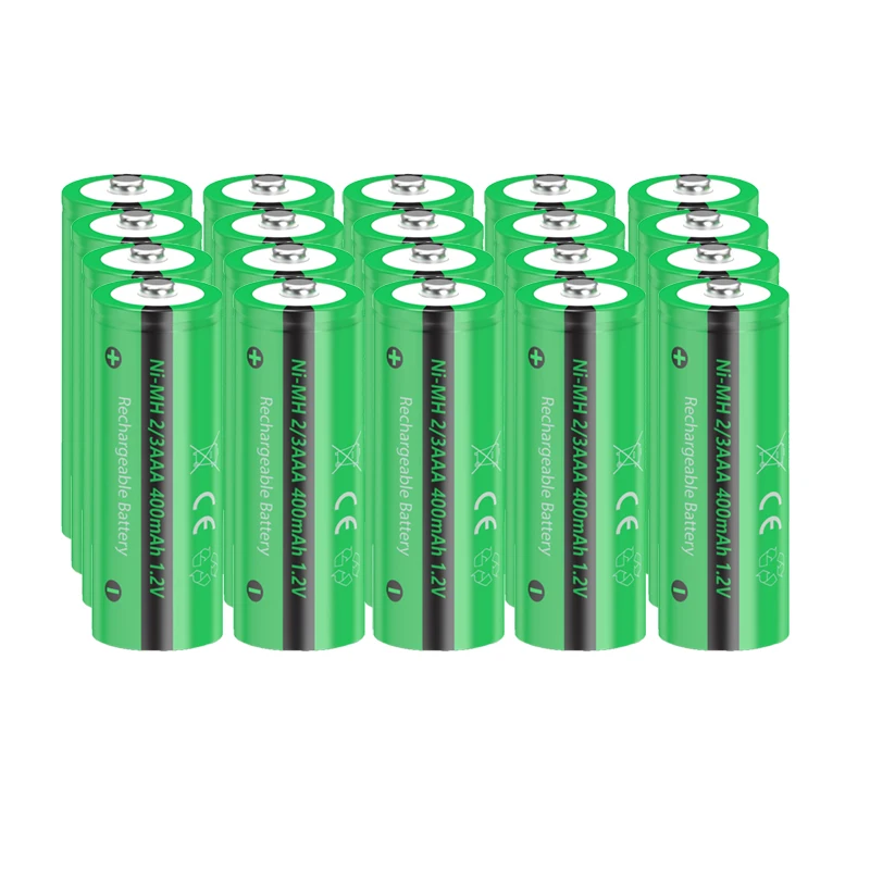 Rechargeable Nickel Metal Hydride Batteries 4/10/20PC PKCELL 1.2V 400mAh 2/3 AAA Button top Solar Garden light Lamp