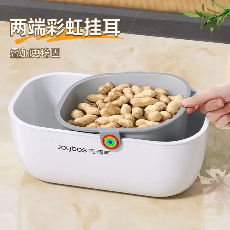 Lazy Melon Seeds Snacks Dried Fruit Fruit Box Double Layer Thickened Living Room Drain Basket Household Plate Drain Tray