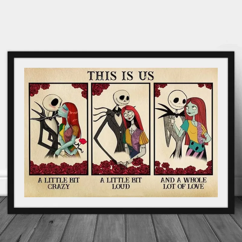 Film Disney The Nightmare Before Christmas Poster Prints Jack Skellington E Sally This Is Us Canvas Painting Wall Art Gift