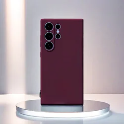 Elegant Shockproof Liquid Silicone Phone Case - Fashionable Solid Colour Design - Galaxy S26 (Burgundy)