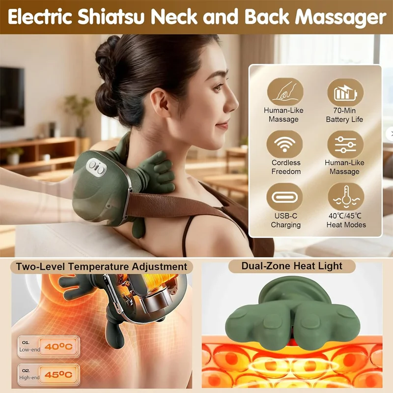 Neck And Shoulder Body Relaxation Massager Wireless Shoulder And Back Kneading Massage Shawl Trapezius Neck Cervical Masajeador_voghion.com