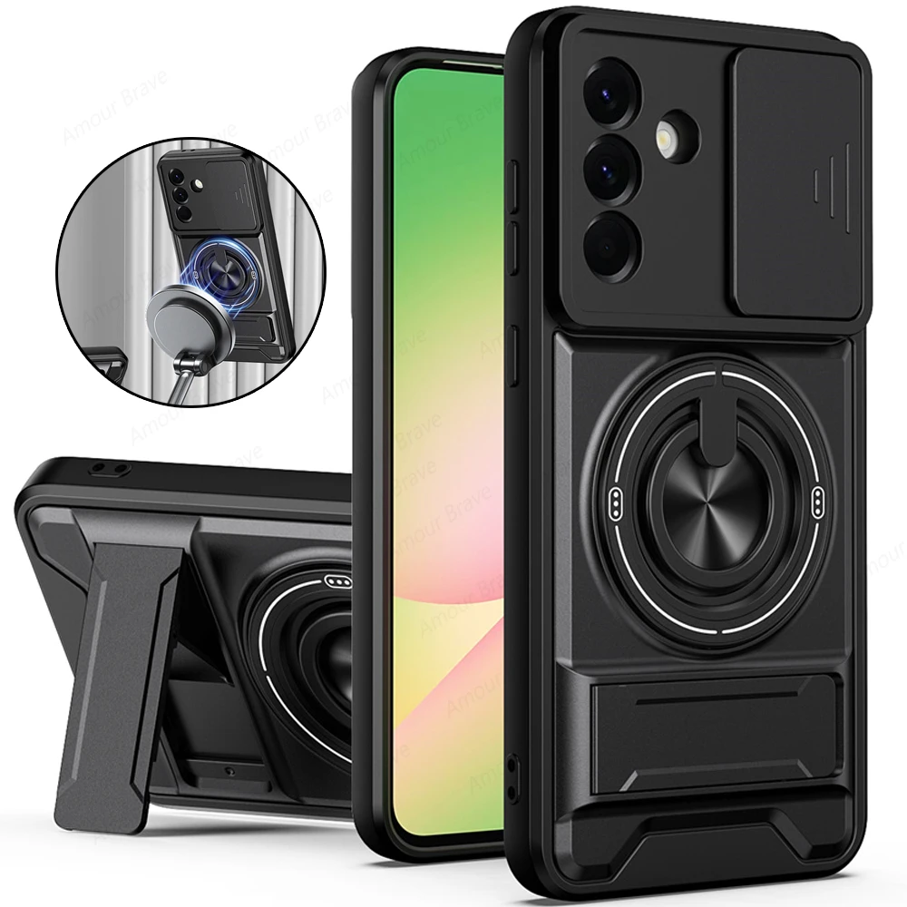 Magnetic Ring Holder Phone Case with Slide Camera Protection and 5G Compatibility