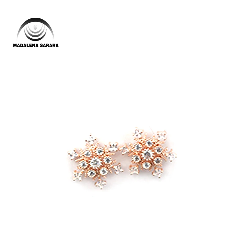 

MADALENA SARARA S925 Needle Dangle Earring AAAA Cubic Zirconia And Crystal Inlaid Small Flower Style Girl's Earring