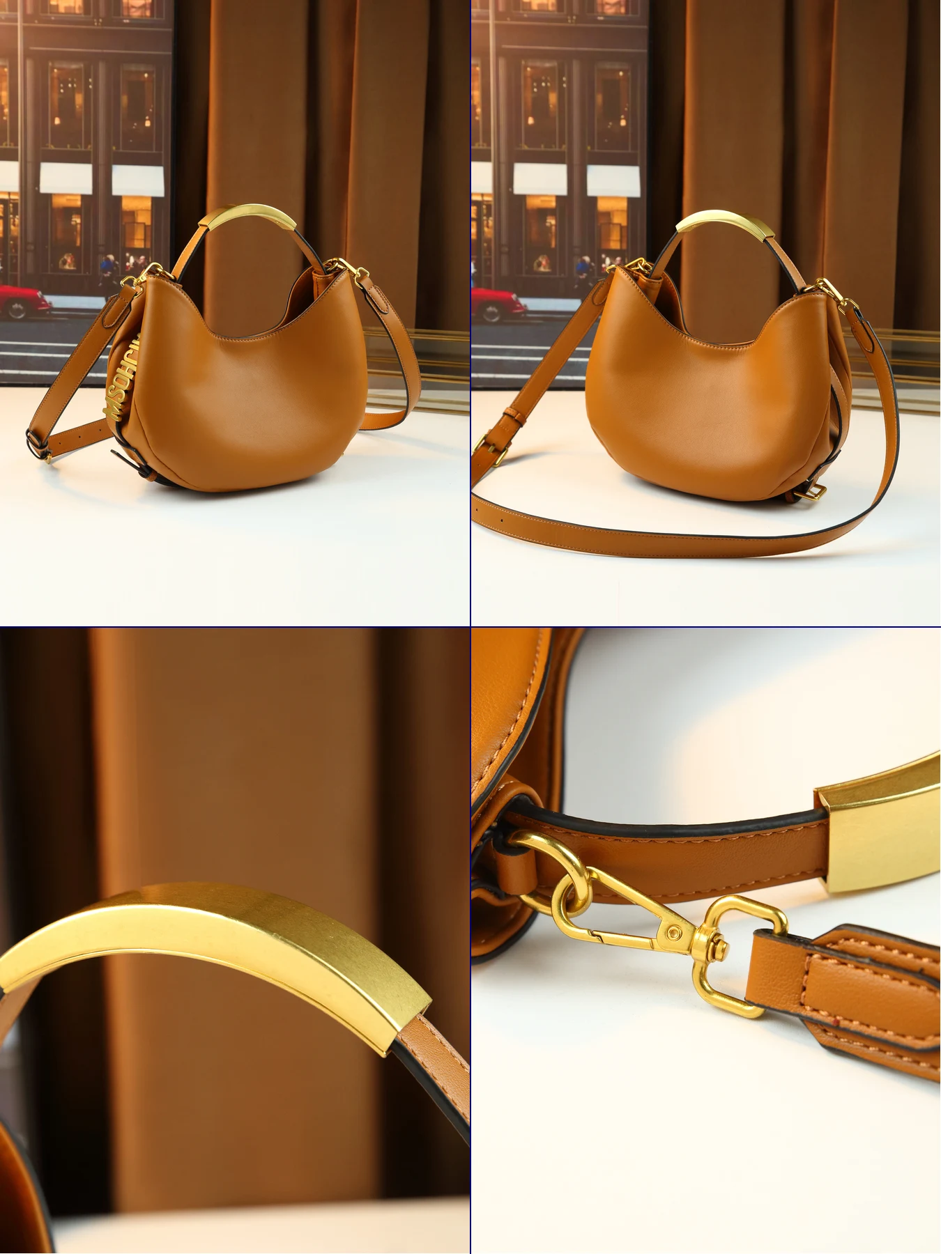 Stylish solid color metal letter design portable dumpling bag retro temperament large capacity women's bag 5