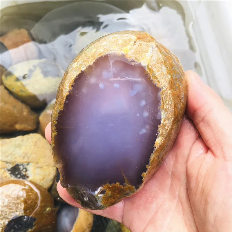 400-500g Rough Natural Rare Water Bile Agate Crystal Stone Healing With Water Trapped Inside Moving Original stone 3