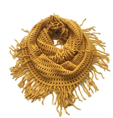 

Autumn winter Scarf Solid Color Wool Knitted Fringe Warm Circle Neck Scarf Couple Lovers Men And Women Unsex Crochet