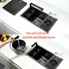 Small Size Black Hidden  Kitchen sink Single bowl Bar  Stainless Steel Balcony  Concealed  With cup washer 4
