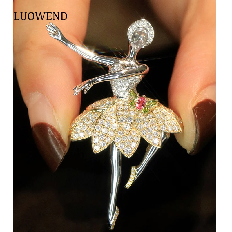 

Женское Ожерелье LUOWEND из белого и желтого золота 18 карат