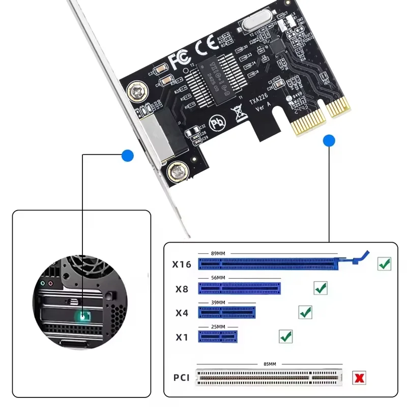 기가비트 이더넷 PCIe 네트워크 카드 RTL8111H 칩 10 100 1000Mbps RJ45 LAN 어댑터 데스크탑 PC용 Windows 10 11 Pro 고속
