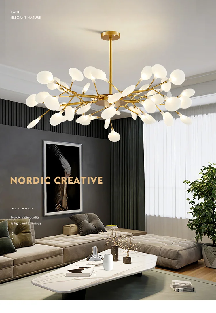 antler chandelier Nordic Living Room Chandeliers Simple Modern Home Atmosphere Dining Bedroom Lamp New Firefly Ceiling Decoration Light Fixture shell chandelier