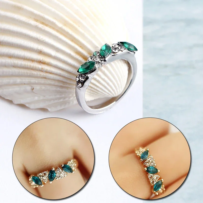 wedding rings finger rings womens ring jewelry rings ring jewelry Created Emerald Rings for Women New Classic Jewelry Wedding Engagement Ring Rhinestone Fine Jewelry Gift Girls Stylish Chic Ring