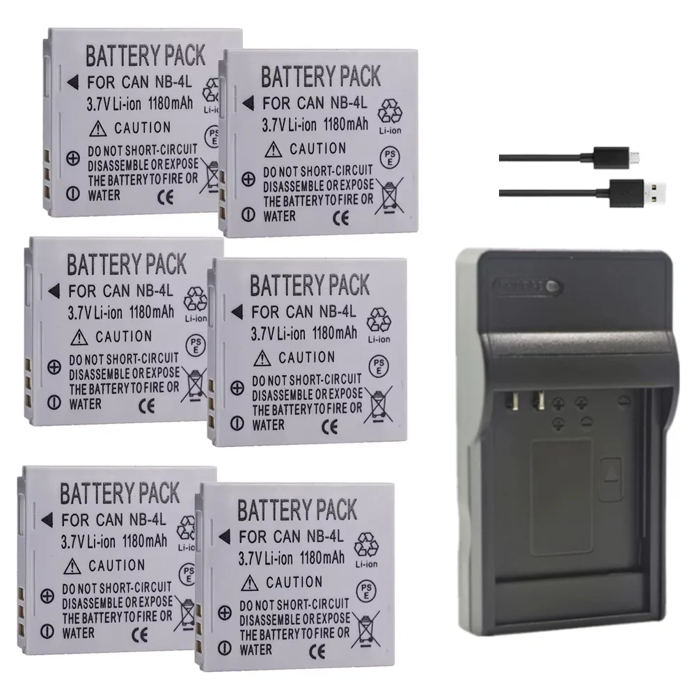 YUEFANSEN NB-4L Batteria per NB 4L caricatore batteria Compatibile con Canon IXUS 120 IS IXUS 130 IXUS 110 IS owerShot A480 A490 A495 A470 fotocamer