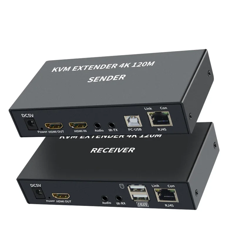 

RJ45 KVM Extender 4K HDMI Extender 120M Via Cat6 Cat5e Ethernet Cable Support Audio Extract Video Converter for PS4 PC Laptop TV