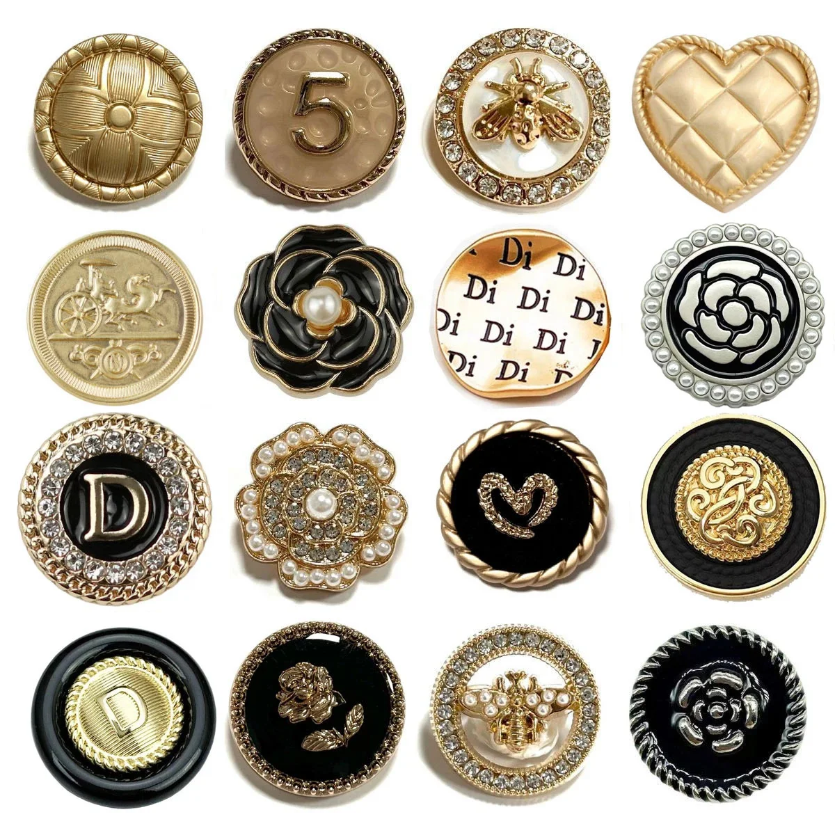 6pc Round Resin Metal Luxury brand Sewing Button For Clothing Accessory