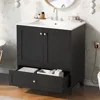 30inch Bathroom Vanity with Sink,Solid Wood Single Bathroom Cabinet,with Storage Doors and Drawer,Ceramic Sink,Easy Assmebly 4