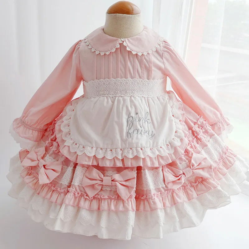 

Spring Autumn Lolita Dress for Girls Baby Wedding Dress Girl Long Sleeve Teenager Ball Gown Bow Lace Princess Party Vestidos