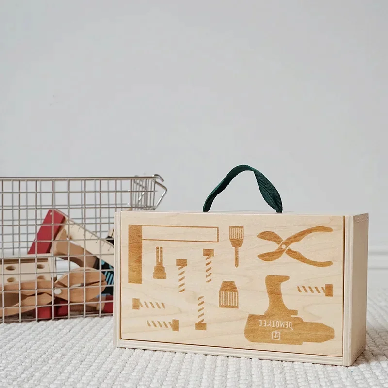 DIY 휴대용 시뮬레이션 나무 어린이 집 유지 관리 도구 상자 장난감 세트, 대화형 소년 수리, 휴일 생일 선물 장난감