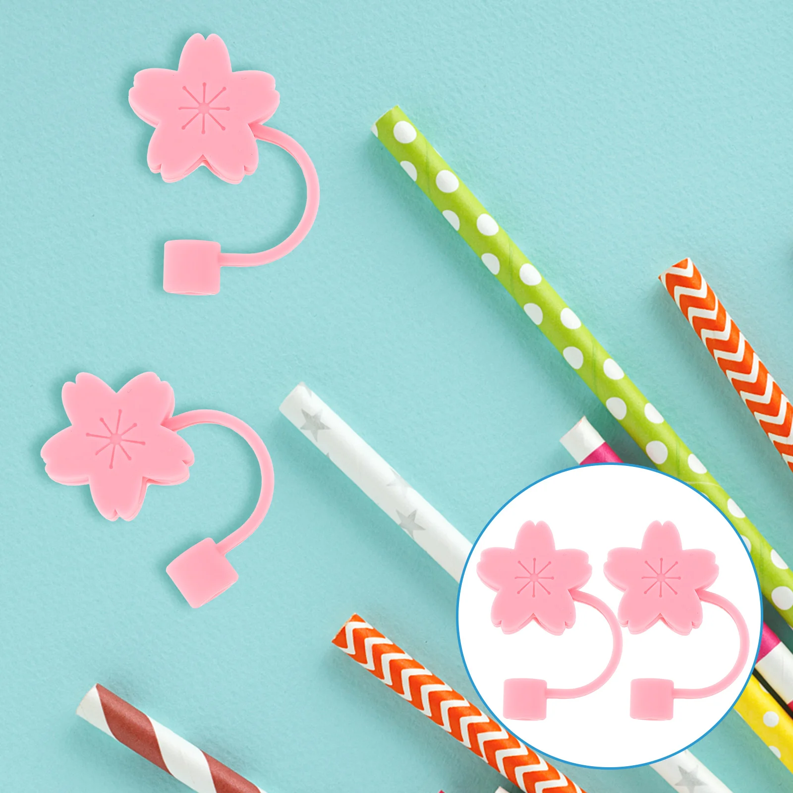 

2/4pcs Cartoon Silicone Straw Tips Cover Reusable Straw Plugs Splash Proof Drinking Dust Cap Straw Sealing Tools