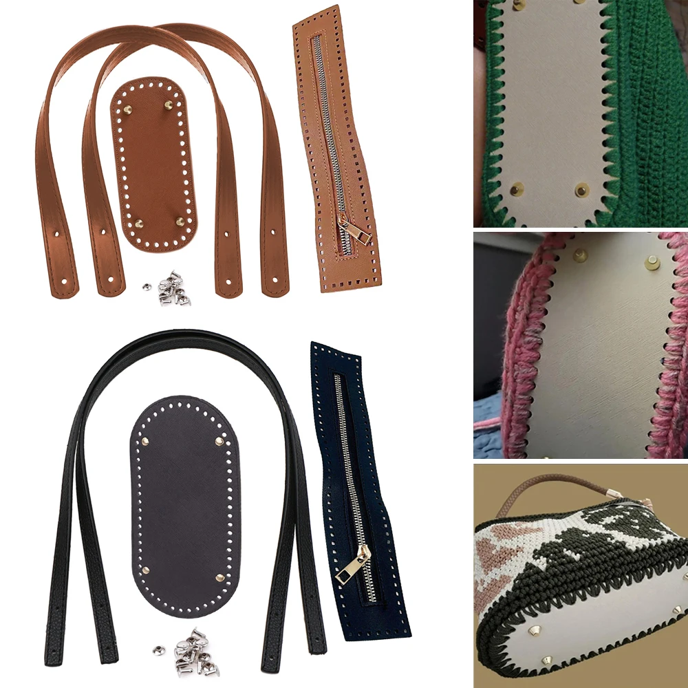 45cm Three-Piece Set of Knitted Bag Straps, Bag Bottom Straps, Accessories, Hand-Woven Bag Handles, Zipper Accessories S003801