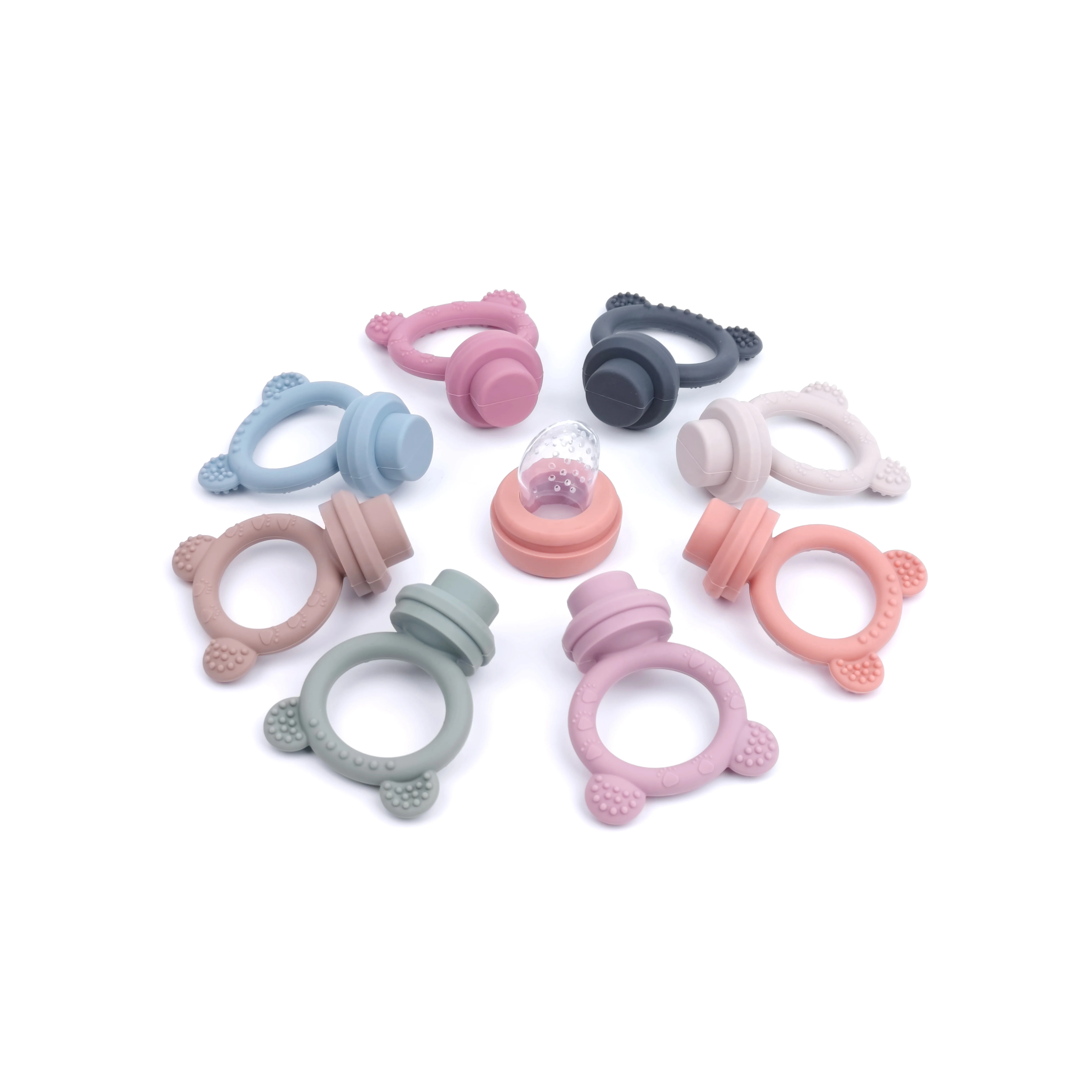 2-in-1 Bear Shape Silicone Baby Food Feeder/Fruit Feeder Pacifier Infant Teething Toy
