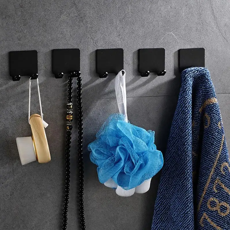 Wall Mount Holder Punch-free Shower Washcloth Hanger Self Adhesive Waterproof Space Aluminum Shower Sponge Hook Bathrobe