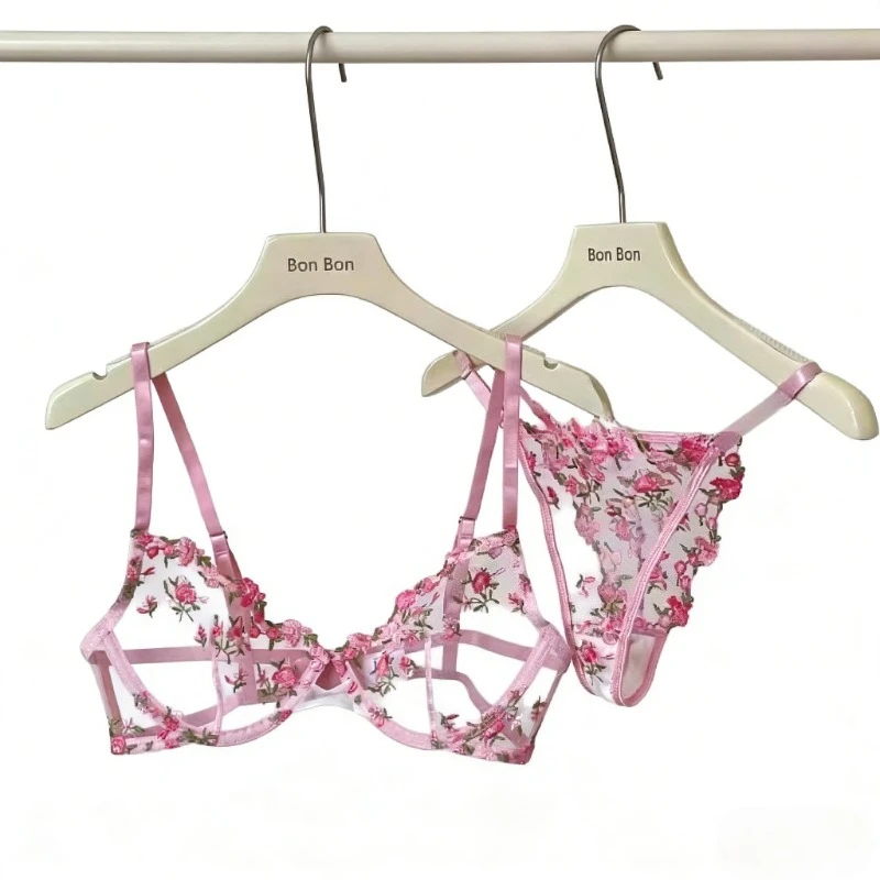 Soutien-gorge brodé en dentelle pour femme, ultra-fin, transparent, sans rembourrage, avec armatures, push-up, doux, lingerie séduisante, tailles 32-38