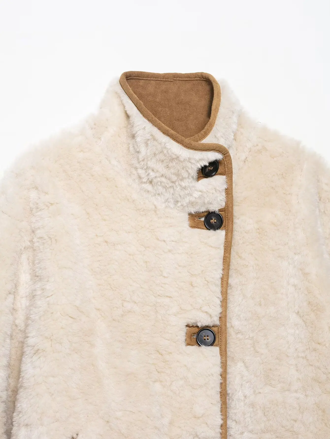 Women's Casual Loose Reversible Coats Female Autumn Winter Solid Stand Collar Long Sleeves Pockets Single-Breasted Jackets Coat