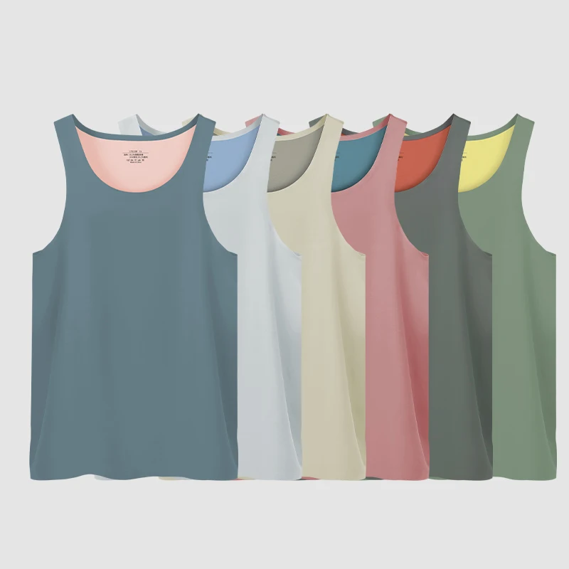 Men's seamless vest breathable slim youth sports foundation hurdle I loose summer thin halter undershirt men underwear cotton vest men undershirt short sleeve undershirt sports sleeveless vest cotton sleeveless t shirt