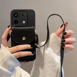 Crossbody Card Slot Bag Holder with Cord - Silicone Cover - RedmiNote13 Pro plus (KBGS Black)