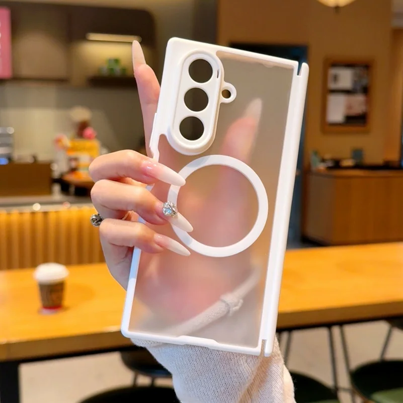 Frosted Matte Semi-Transparent Magnetic Phone Case with Ring Holder