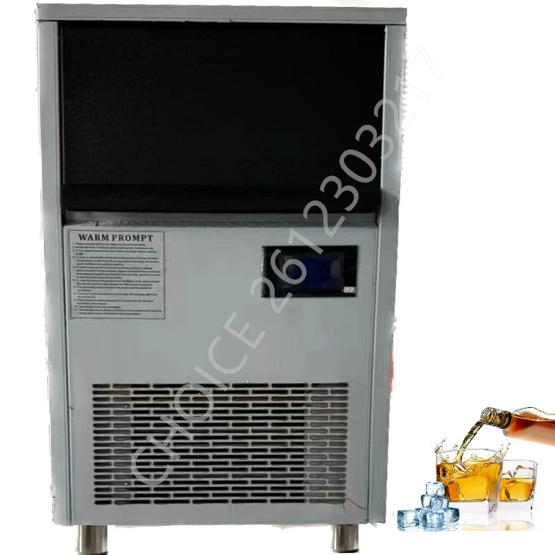 Electric Commercial Ice Maker Machine 198lbs/24h Stainless Steel Construction Automatic Ice Cube Maker Led Display