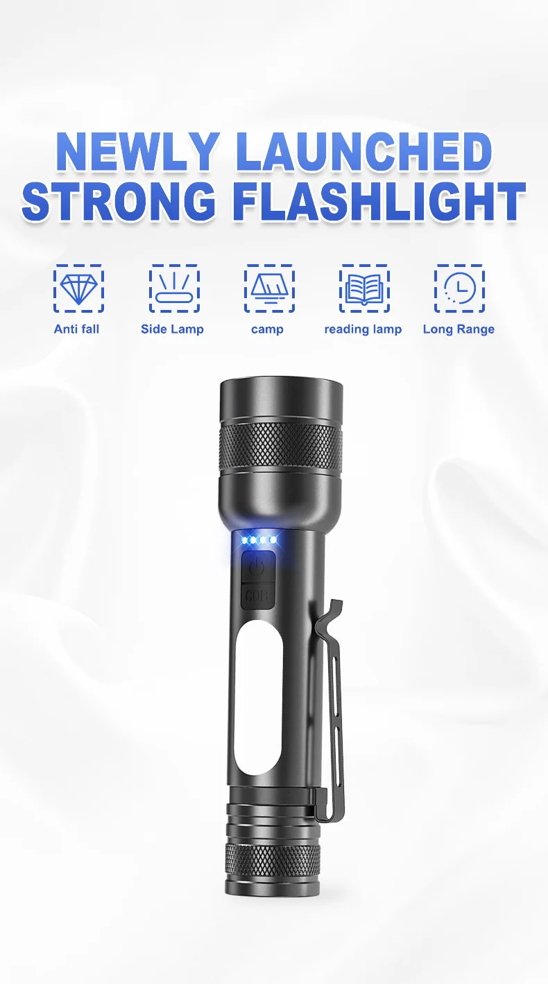 Description Picture 3 of itemP50 Hand-Held Torch Three-Light Source Lighting Flashlight Zoom Rechargeable Flashlight Strong Light