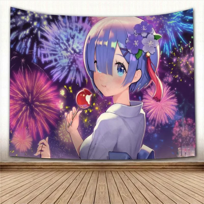

Cute Room ReZERO Starting Life in Another World Anime Tapestry Psychedelic Decorative Carpet Wall Fabric Bedroom Accessories