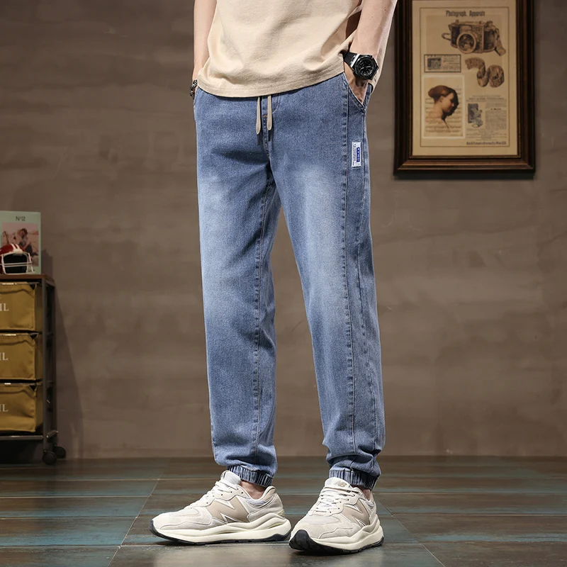 

2024 Spring/Summer New Fashionable Versatile Jeans Men's Loose Feet Cropped Pants High Quality High Street Casual Pants 1801 P53