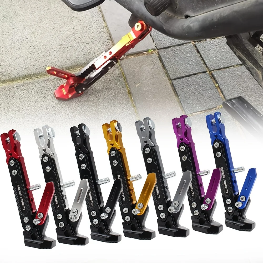 Universal Adjustable Motorcycle Side Stand Anti-slip Retractable Kickstand Sturdy Parking Support Modified Accessories