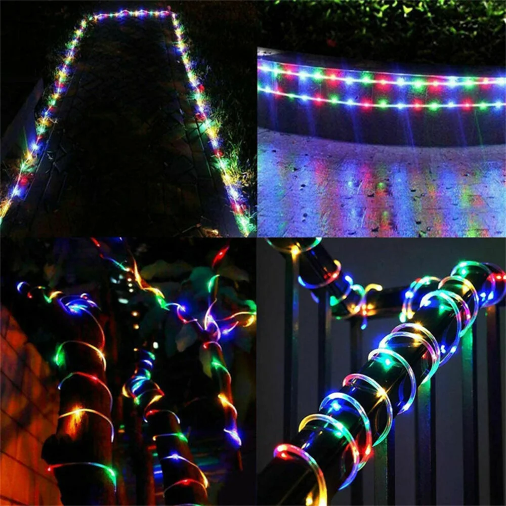 Solar LED Tube Rope Light Garland - Outdoor Decorative Lighting