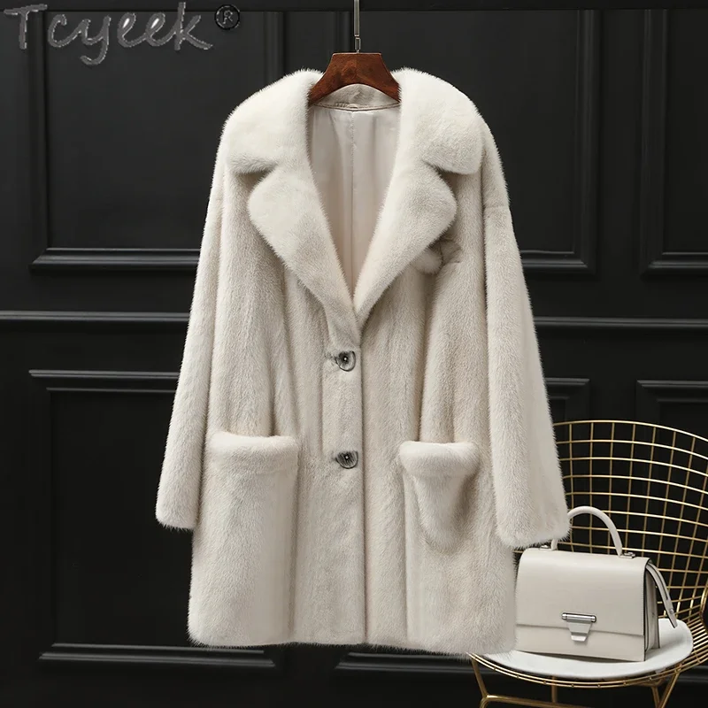 Tcyeek Cappotti Di Pelliccia Di Visone Naturale Giacca Di Pelliccia Reale Di Fascia Alta Puro Visone 2023 Giacche Di Pelliccia Da Donna Invernali Vest