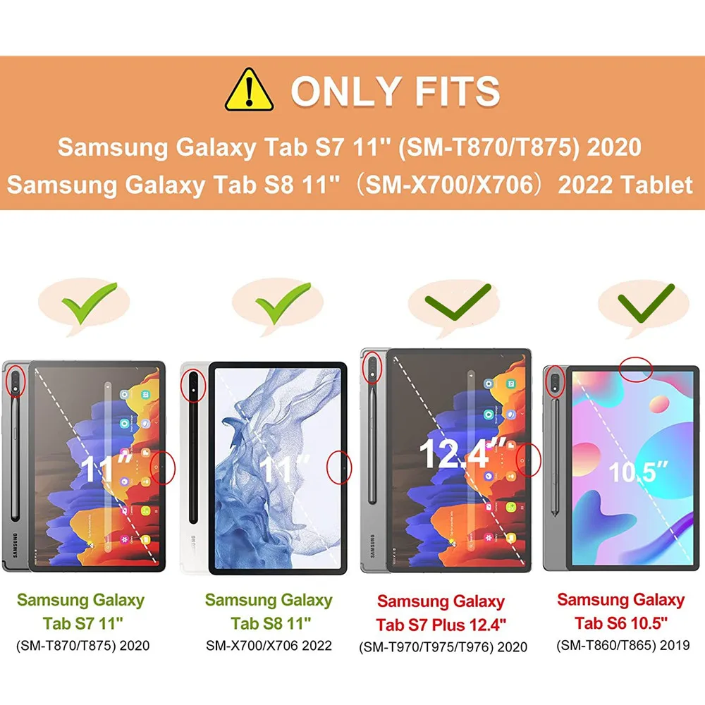 para Samsung Galaxy Tab s7 s8 Mais fe Case Sm-t870 T970 T860 P610 T736 X800 X806 Protetor de Tela Capa para Tab s6 10.4 Sm-p613 - Imagem 2