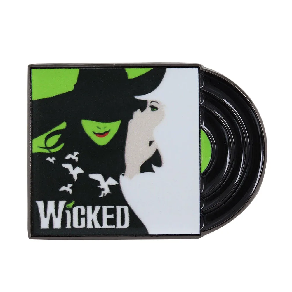 Double Witch Vinyl-Platten-Design-Abzeichen, Wicked Musical Theater Peripherie-Brosche, Fan-Kollektion, Rucksack-Dekorations-Metall-Pin, Geschenk – Detail 7