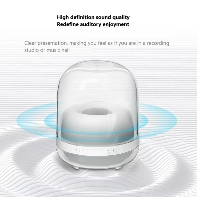 Home Wireless Bluetooth Audio Transparent HIFI Stereo Subwoofer with Colorful Atmosphere Desktop Speaker Support AUX TF Card 4