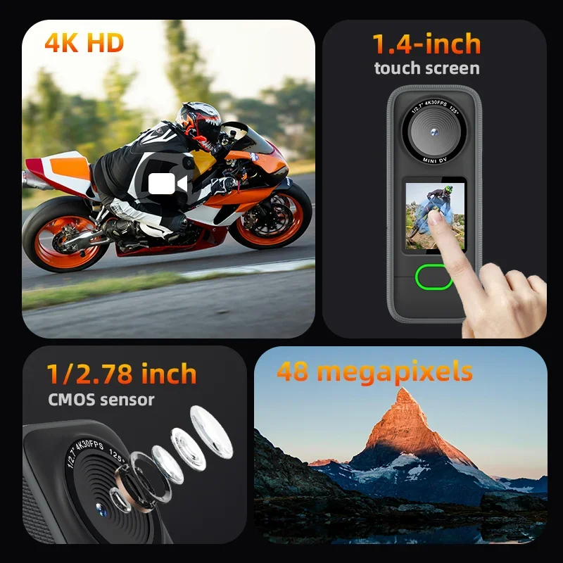 F3 미니 액션 카메라 4K 와이파이 스포츠 카메라 방수 터치스크린 HD 스포츠캠 여행용 오토바이 운전 레코더 바디캠