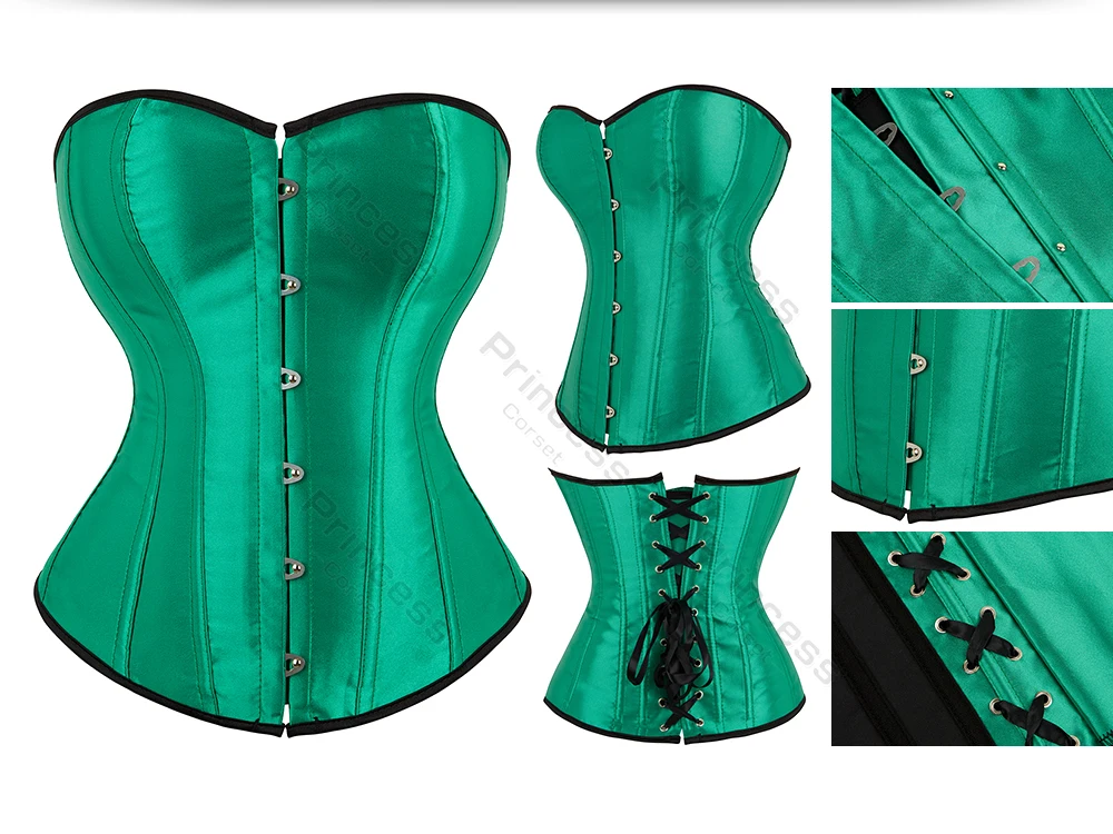 Sexy Korsett Bustier Schnürung für Frauen Rosa Viktorianisches Korsett Top Plus Size Vintage Satin Korsett Vollbrust Schwarz Blau Rot Gold – Detail 14