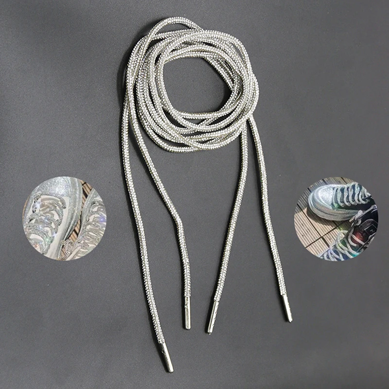 

1Pair Rhinestone Shoelaces Luxury Rainbow Diamond Shoe Laces Sneakers Round Laces DIY Strings 70/80/100/120/140CM